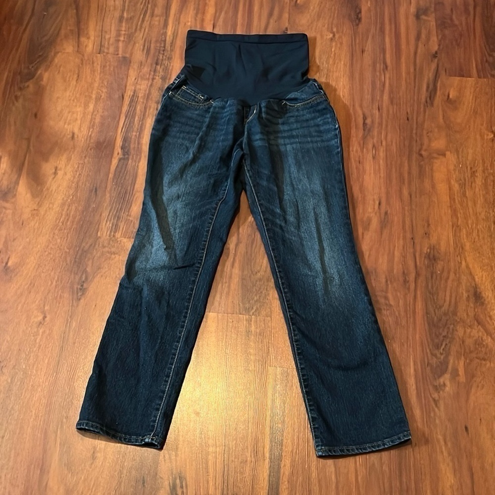 Indigo Blue Maternity Jeans size PM dark wash full panel 27’ inseam pregnancy - Picture 10 of 10